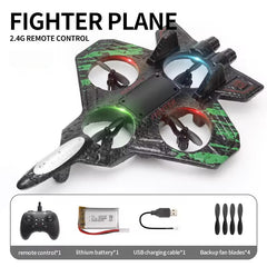 Foam RC Fighter Jet Airplane with LED Lights, 360° Stunts, Easy Remote Control